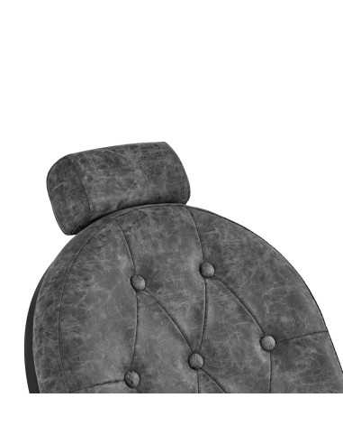 Sillón de barbero cavalese antiguo cuero gris ver reposacabezas cerrar
