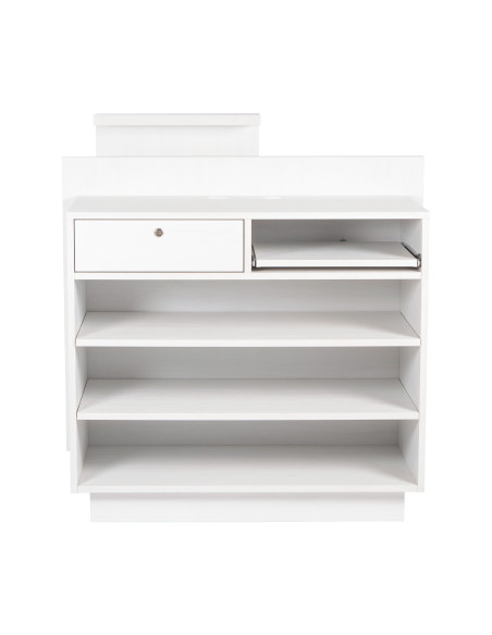 Balcão de recepção cinza branco