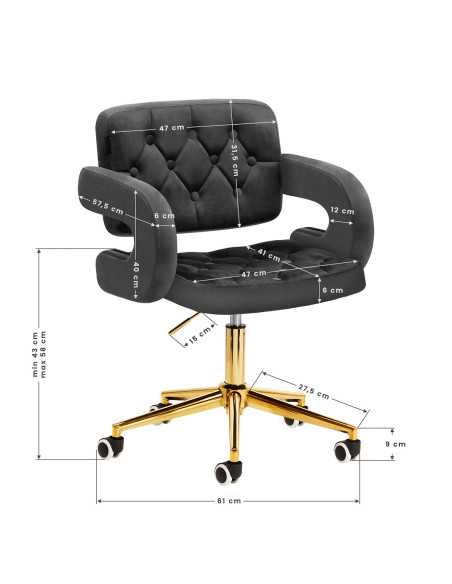 Royale Velvet Luxury Chair Grey View Dimensions