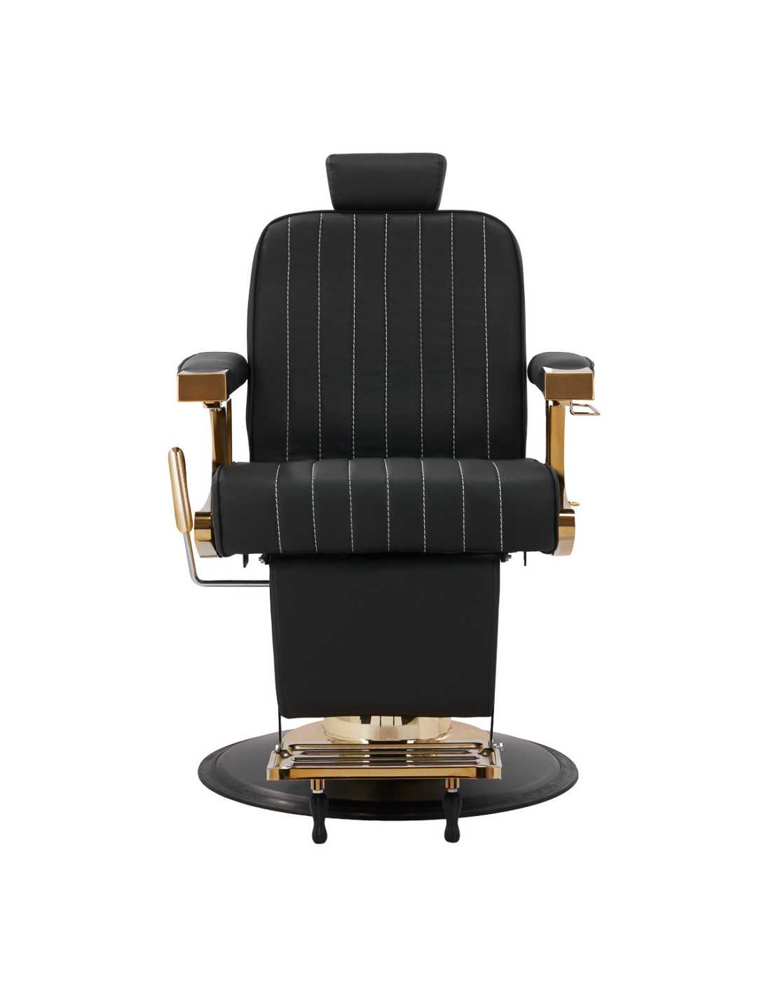Silla de barbero negra Gold Line: elegancia de alta costura y acabados premium