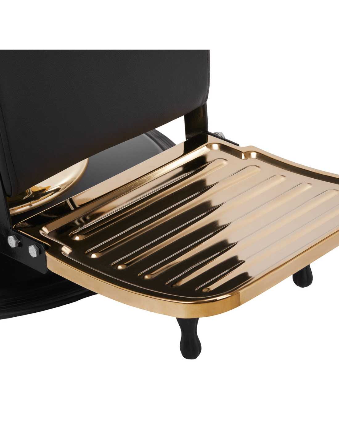 Silla de barbero negra Gold Line: elegancia de alta costura y acabados premium