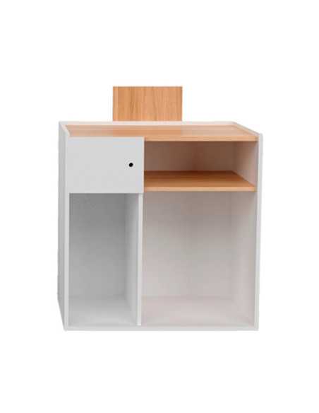 Balcão de recepção com efeito carvalho branco, design moderno