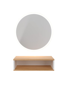 Round mirror with LED wood nask