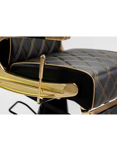 Silla de barbero Maximus Gold & Black V2: lujo dorado y comodidad profesional