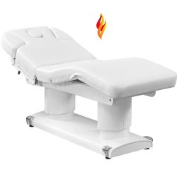 Massageliege HZ-3838-H WHITE Elektrischer Spa-Tisch mit Heizung qaus warmweiß