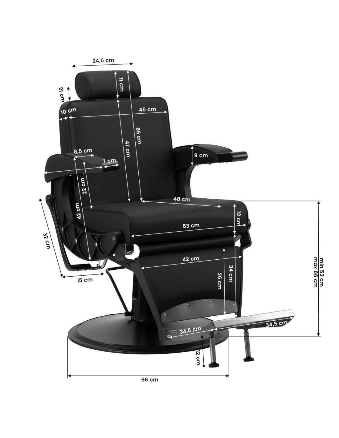 Krzesło fryzjerskie Milano Nero Precisione – włoski design 