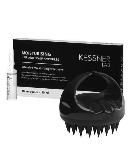 Conjunto de Escova de Massagem de Cabeça e Ampolas Hidratantes - Kessner Lab
