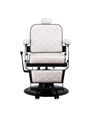 Cadeira de barbeiro Eleganzo Pearl White – Design puro e conforto profissional