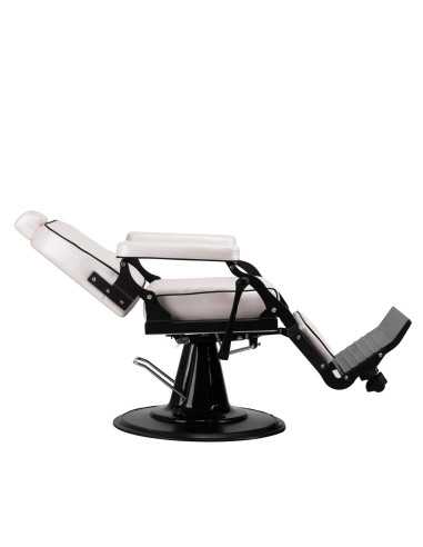 Cadeira de barbeiro Eleganzo Pearl White – Design puro e conforto profissional