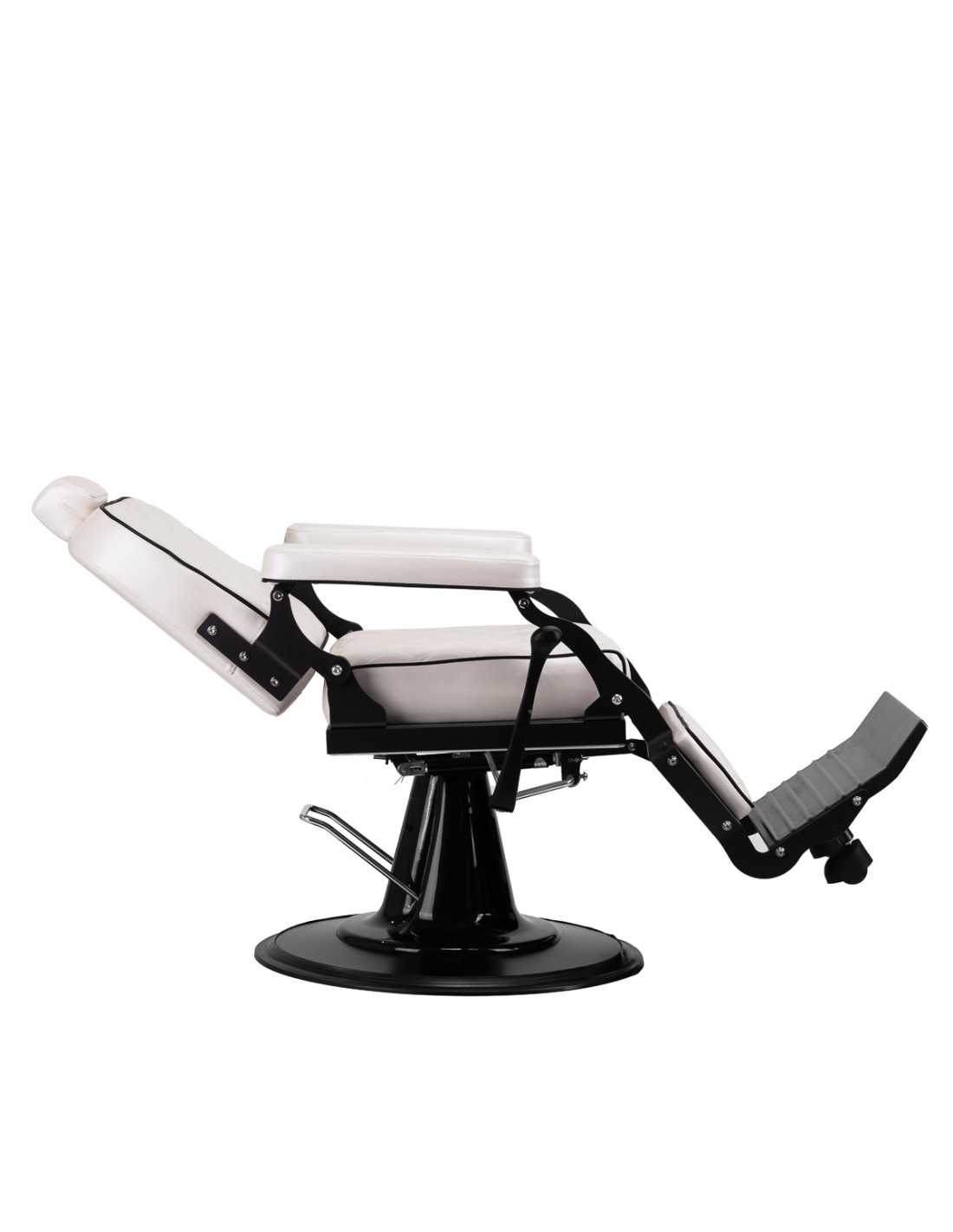 Cadeira de barbeiro Eleganzo Pearl White – Design puro e conforto profissional