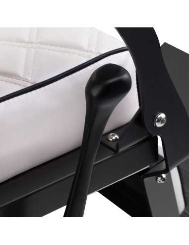 Cadeira de barbeiro Eleganzo Pearl White – Design puro e conforto profissional
