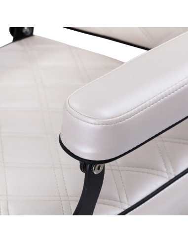 Cadeira de barbeiro Eleganzo Pearl White – Design puro e conforto profissional