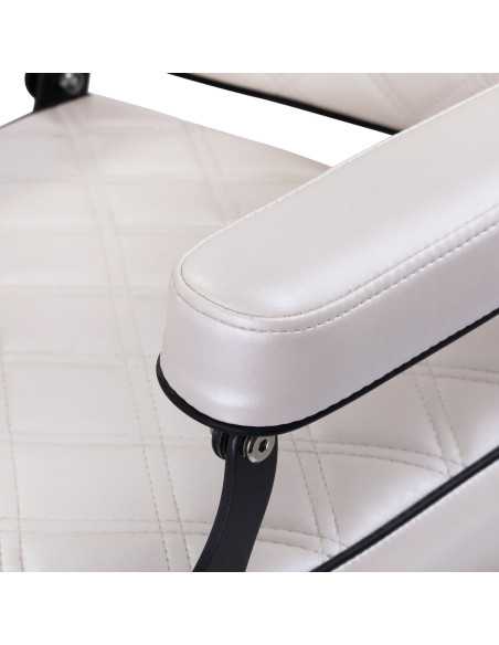 Eleganzo Professional Barber Chair White Mother of Pearl Extra