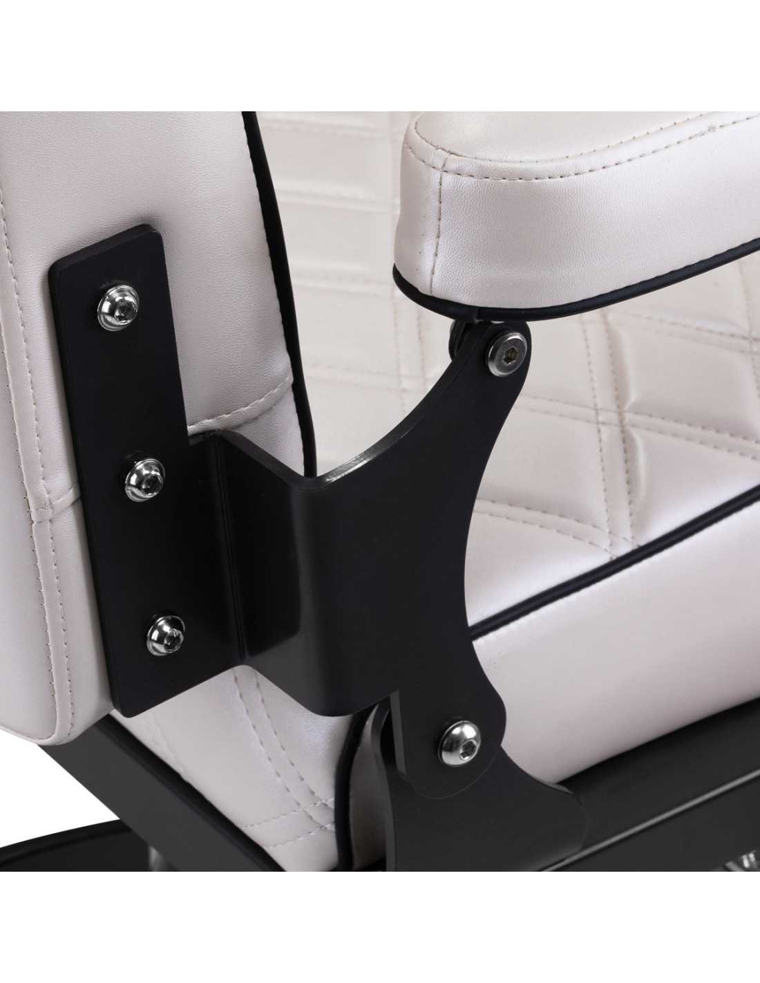 Cadeira de barbeiro Eleganzo Pearl White – Design puro e conforto profissional