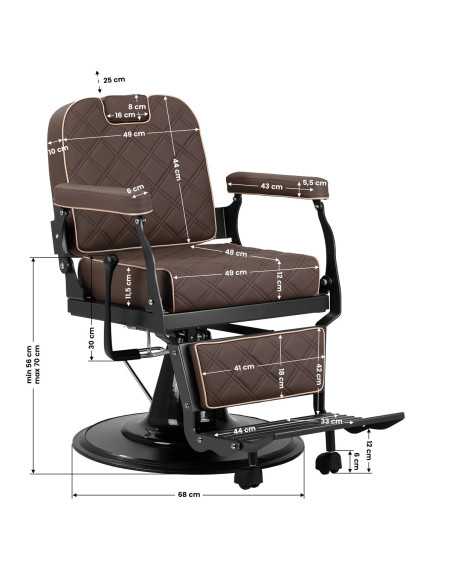 Poltrona de barbeiro marrom Eleganzo 
