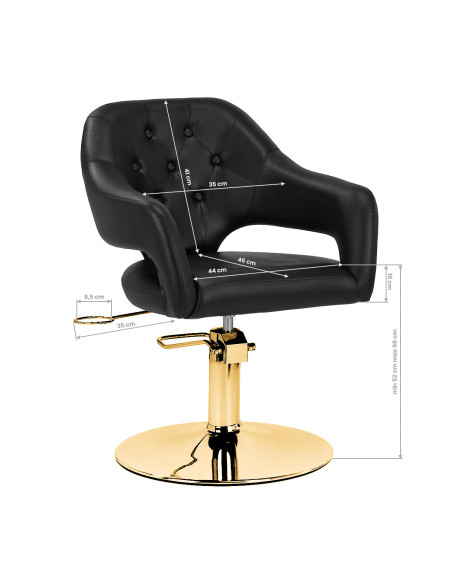 Sillón de peluquería Prestigio negro y dorado 