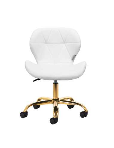 Sgabello cosmetico Elegancia bianco con base dorata 