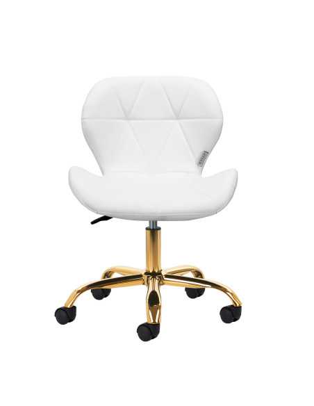 Weißer Kosmetikhocker Elegancia mit goldenem Gestell 