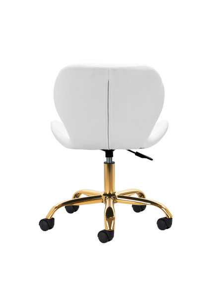 Weißer Kosmetikhocker Elegancia mit goldenem Gestell 