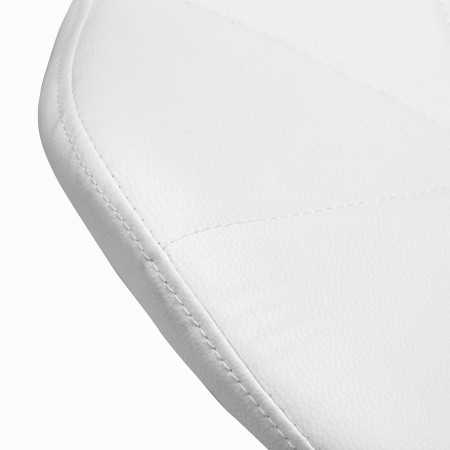 Taburete cosmético Elegancia blanco con base dorada. 