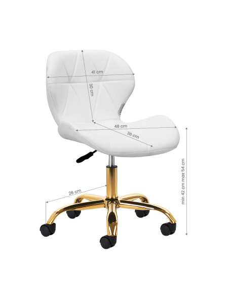 Banqueta cosmética Elegancia branca com base dourada 