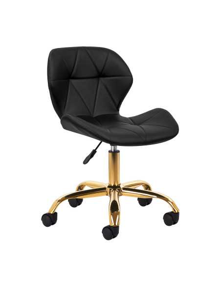 Banqueta cosmética Elegancia preta com base dourada 