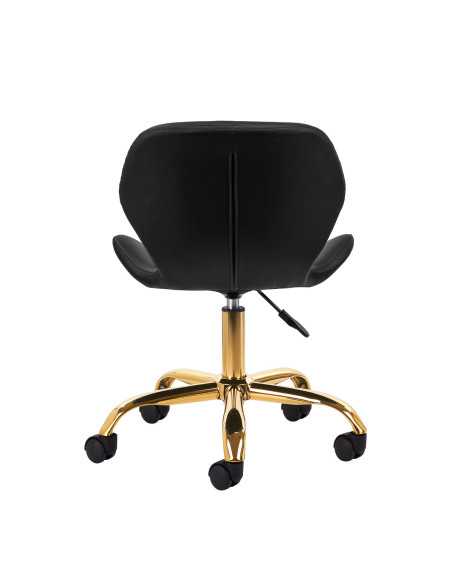 Banqueta cosmética Elegancia preta com base dourada 