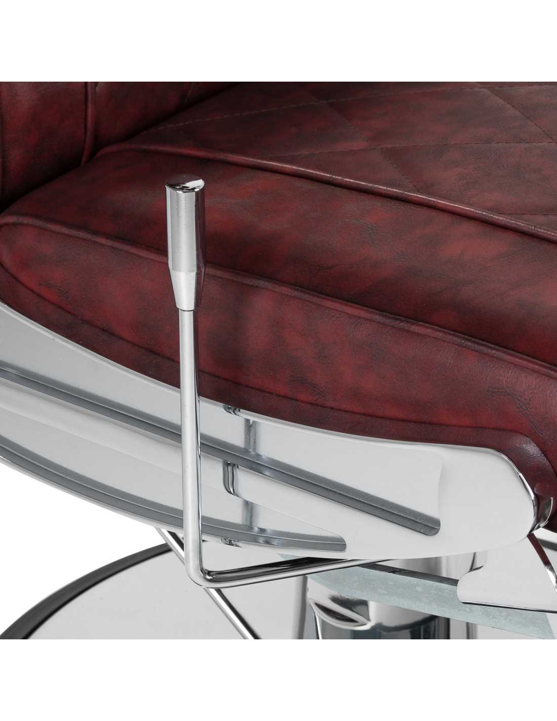 Poltrona da barbiere Diamond Steel Bordeaux – Eleganza e potenza cromata