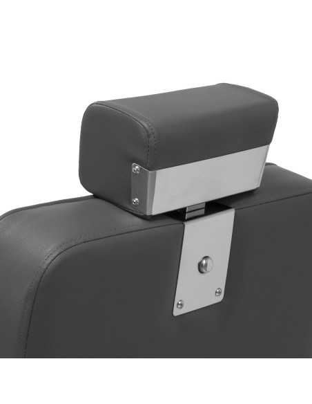 LuxeMaster gray barber chair 880 with rear headrest