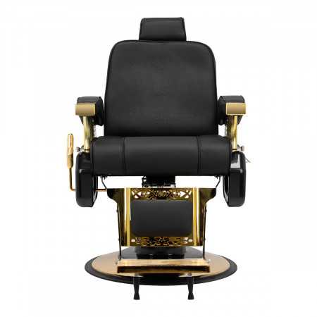 Poltrona da barbiere Majestic Gold vista frontale nera