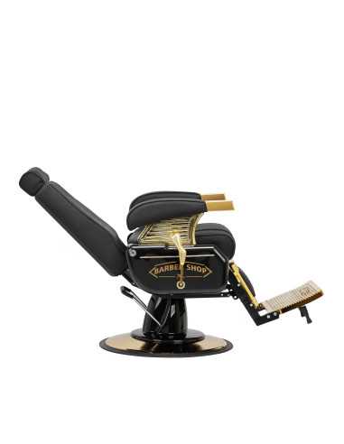 Poltrona da barbiere Majestic Gold vista inclinata nera