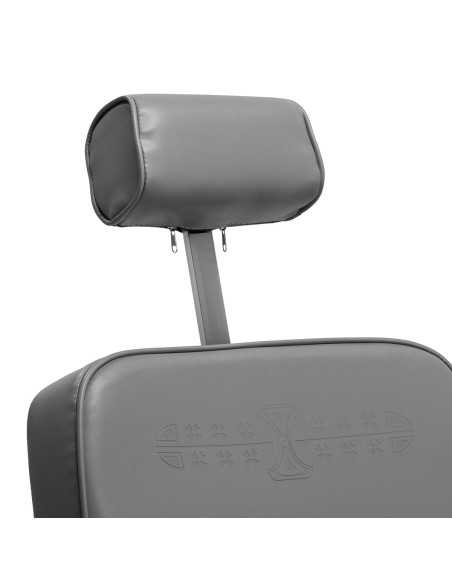 Fauteuil de Barbier Majestic silver gris vue repose tête avant ouvert