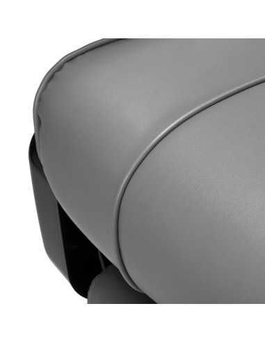 Majestosa cadeira de barbeiro cinza prateada com zoom view imitação de couro