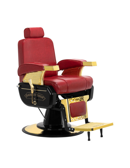 Majestic Gold Red Barber Chair Side View
