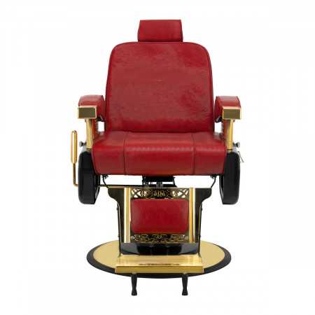 Vista frontale rossa della sedia da barbiere Majestic Gold