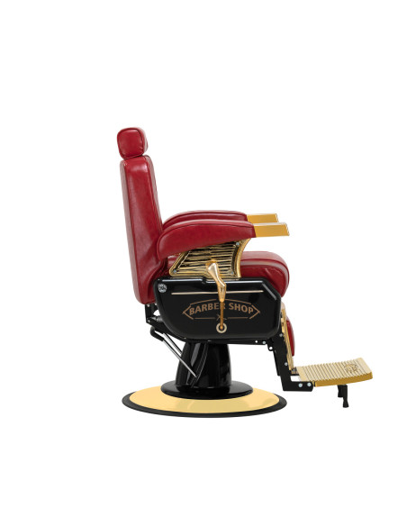 Majestic Gold Red Barber Chair Side View