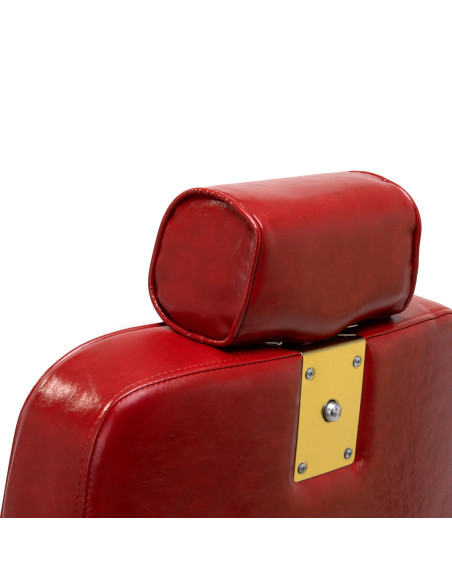 Majestic Gold Red Barber Chair Rear View Zoom Headrest