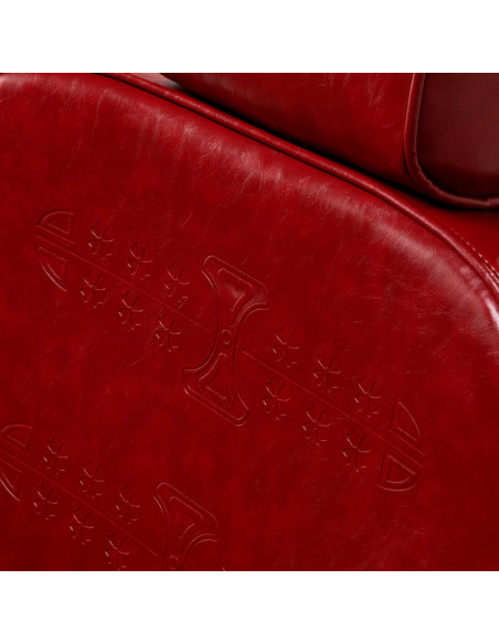 Majestic Gold red barber chair zoom engraved backrest patterns