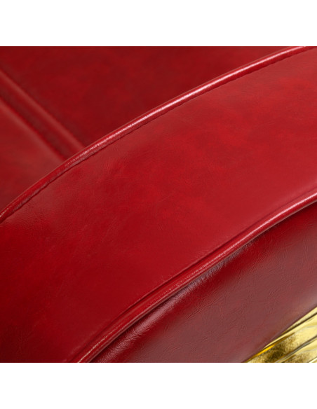 Majestic Gold Red Barber Chair Zoom Stitching