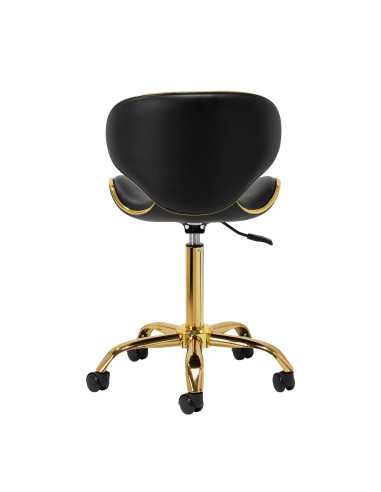 Stołek Elegance Pro Lux, czarno-złoty, widok z tyłu