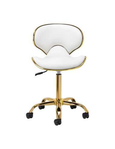 Elegance Pro Lux stool in white and gold, front view