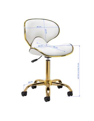 Elegance Pro Lux stool, white and gold, view dimensions
