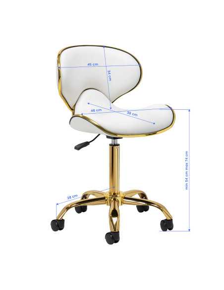 Elegance Pro Lux kruk wit goud afmetingen bekijken