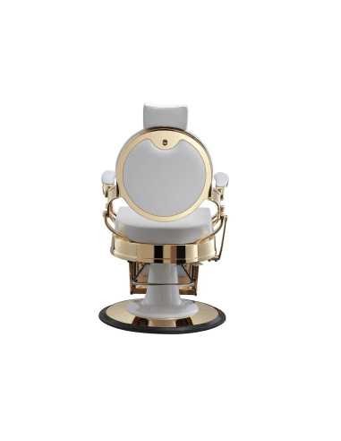 Poltrona da barbiere Florence White & Gold: pura lucentezza e comfort professionale