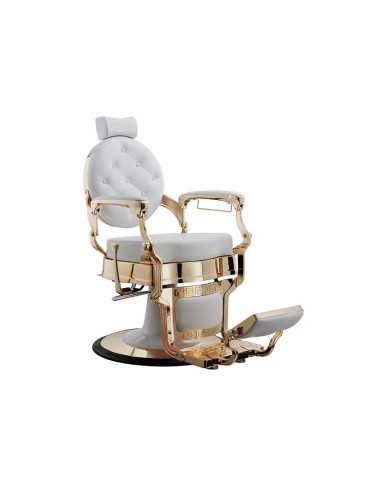 Poltrona da barbiere Florence White & Gold: pura lucentezza e comfort professionale