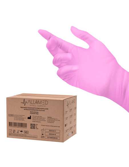 All4med disposable diagnostic nitrile gloves pink M 10 x 100pcs