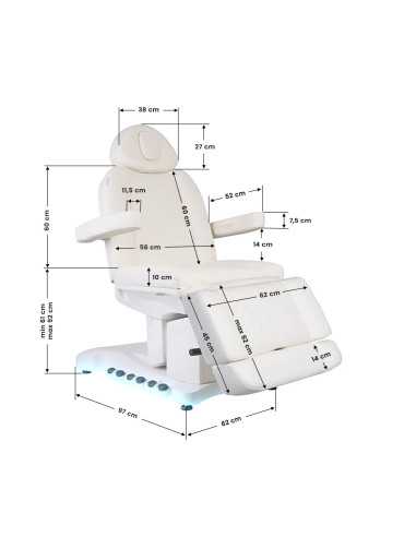 Ancona Lux LED Heated Pro Elektryczny Fotel Kosmetyczny