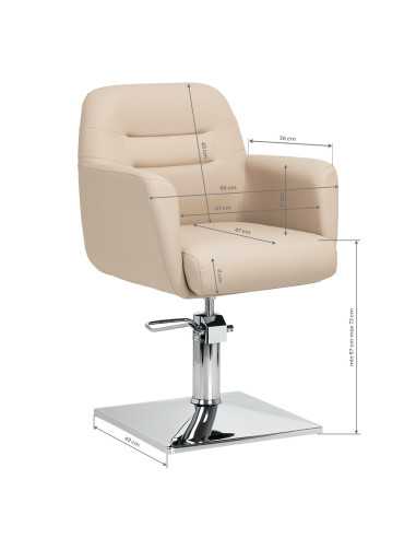 HydroSquare Verona Beige Chrome Pro Friseurstuhl 