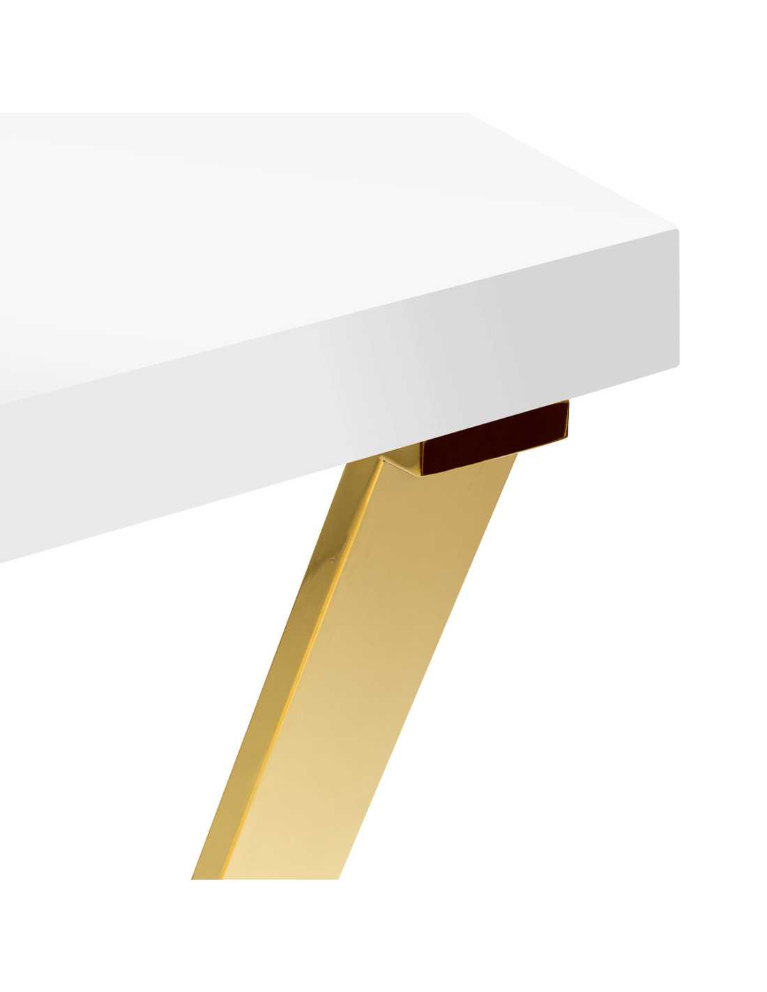 Mesa de manicura Solo Gold Espresso con tablero blanco y patas cruzadas