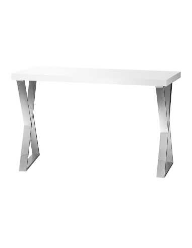 Chrome Solo Manicure Table with White Top and Crossed Legs